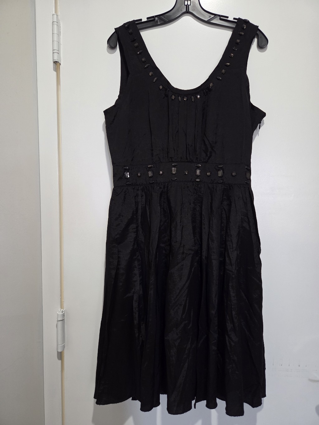 Nylon By Dex Sleeveless Black Dress With Embellishments, 12, Nwt
